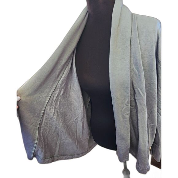 Athletic Works Light Dusty Blue French Terry Open Front Cardigan Shawl Collar L - Picture 4 of 12